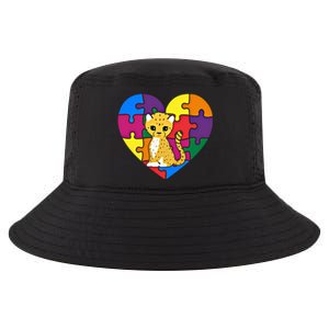 Autism Awareness Cheetahs Heart ValentineS Day Puzzle Piece Funny Gift Cool Comfort Performance Bucket Hat