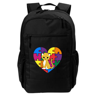 Autism Awareness Cheetahs Heart ValentineS Day Puzzle Piece Funny Gift Backpack