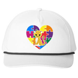 Autism Awareness Cheetahs Heart ValentineS Day Puzzle Piece Funny Gift Snapback Five-Panel Rope Hat