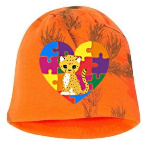 Autism Awareness Cheetahs Heart ValentineS Day Puzzle Piece Funny Gift Kati - Camo Knit Beanie