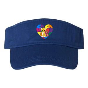 Autism Awareness Cheetahs Heart ValentineS Day Puzzle Piece Funny Gift Valucap Bio-Washed Visor