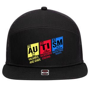 Autism Awareness Chemistry Elets Periodic Table Asd Funny Cute Gift 7 Panel Mesh Trucker Snapback Hat