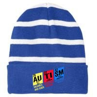 Autism Awareness Chemistry Elets Periodic Table Asd Funny Cute Gift Striped Beanie with Solid Band