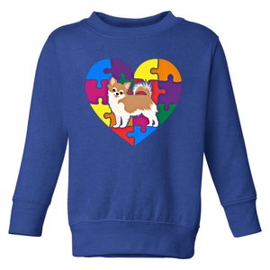 Autism Awareness Chihuahua Heart Valentines Day Puzzle Piece Cool Gift Toddler Sweatshirt