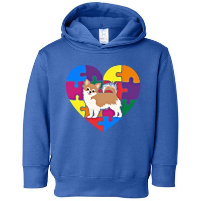 Autism Awareness Chihuahua Heart Valentines Day Puzzle Piece Cool Gift Toddler Hoodie