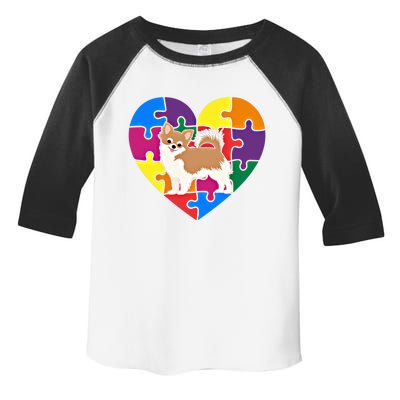 Autism Awareness Chihuahua Heart Valentines Day Puzzle Piece Cool Gift Toddler Fine Jersey T-Shirt