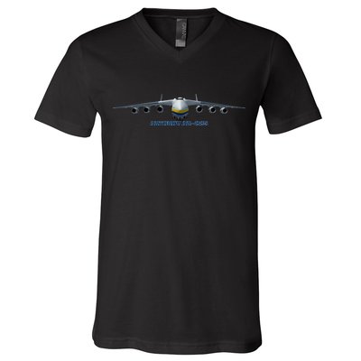 An225 Antonov Cargo Jet Plane Mriya Front Profile V-Neck T-Shirt