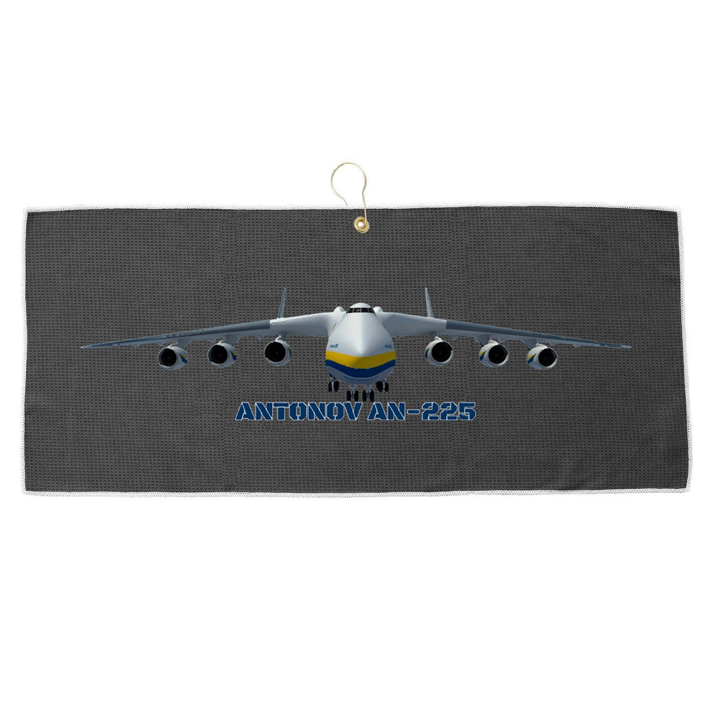 An225 Antonov Cargo Jet Plane Mriya Front Profile Large Microfiber Waffle Golf Towel