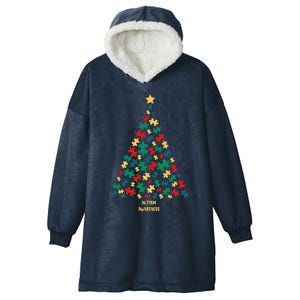 Autism Awareness Christmas Tree Gift Hooded Wearable Blanket