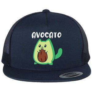 Avogato Avocado Cat Cat Vegan Flat Bill Trucker Hat