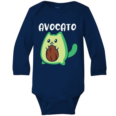 Avogato Avocado Cat Cat Vegan Baby Long Sleeve Bodysuit