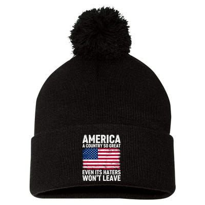 America A Country So Great Even Its Haters Wont Leave Pom Pom 12in Knit Beanie