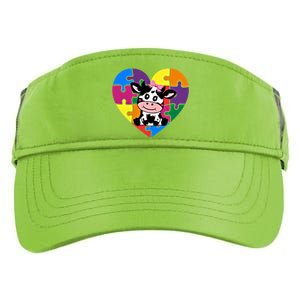 Autism Awareness Cow Heart ValentineS Day Puzzle Piece Gift Adult Drive Performance Visor