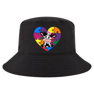 Autism Awareness Cow Heart ValentineS Day Puzzle Piece Gift Cool Comfort Performance Bucket Hat