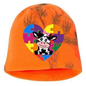 Autism Awareness Cow Heart ValentineS Day Puzzle Piece Gift Kati - Camo Knit Beanie