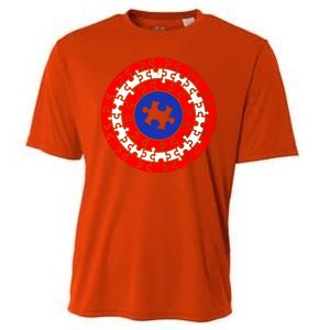 Autism Awareness Captain Puzzle Shield Cooling Performance Crew T-Shirt