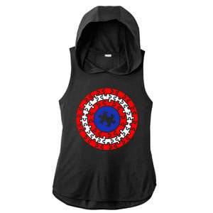 Autism Awareness Captain Puzzle Shield Ladies PosiCharge Tri-Blend Wicking Draft Hoodie Tank