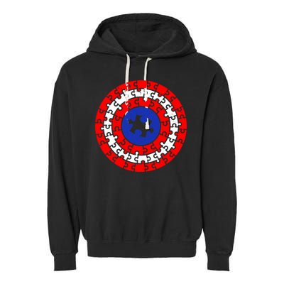 Autism Awareness Captain Puzzle Shield Garment-Dyed Fleece Hoodie
