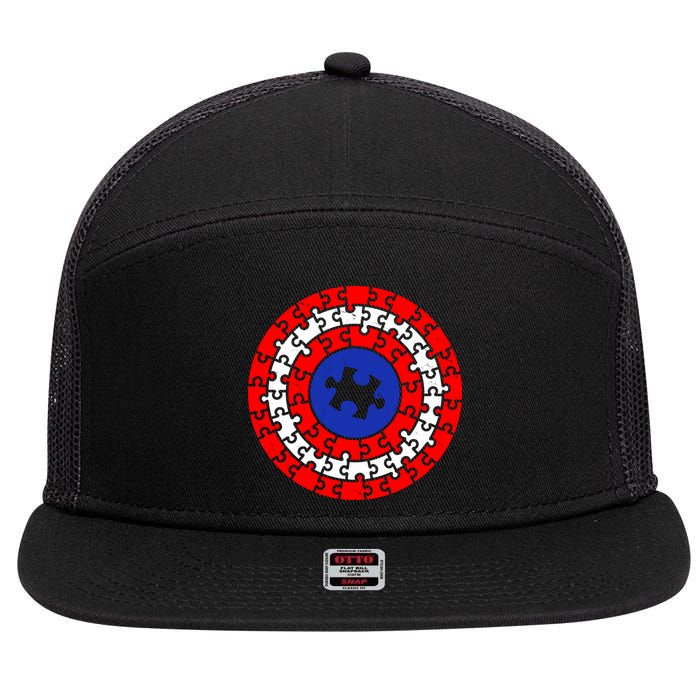 Autism Awareness Captain Puzzle Shield 7 Panel Mesh Trucker Snapback Hat