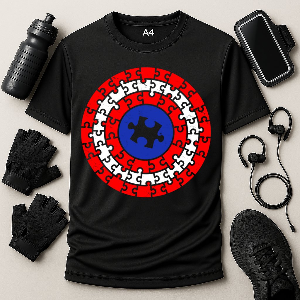 Autism Awareness Captain Puzzle Shield Performance Shirt