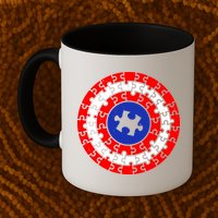 Autism Awareness Captain Puzzle Shield Mug