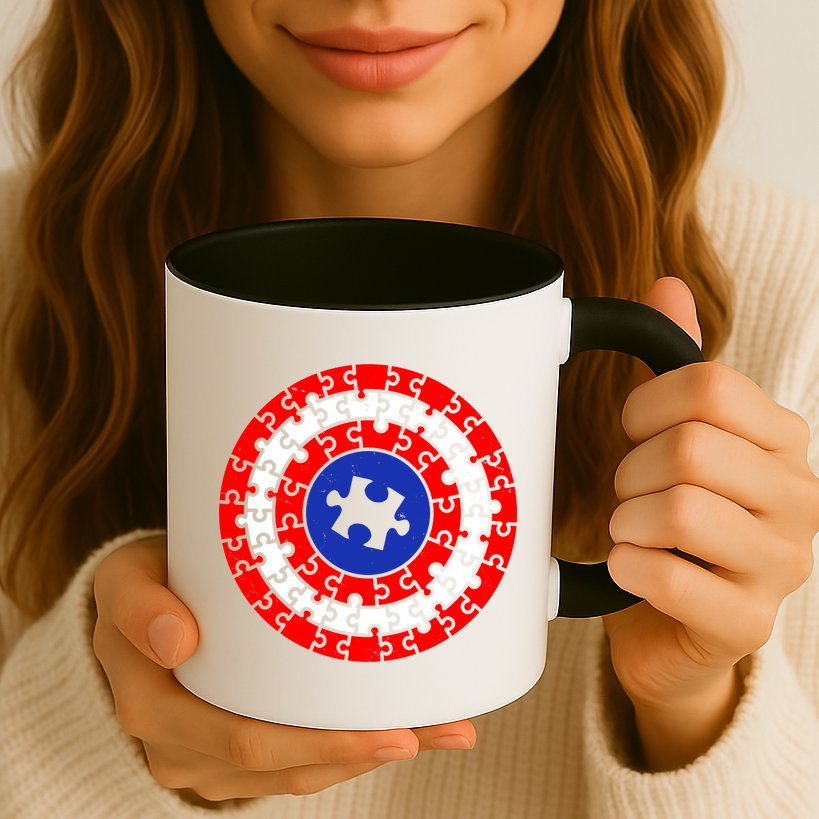 Autism Awareness Captain Puzzle Shield Mug