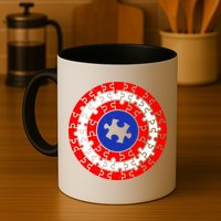 Autism Awareness Captain Puzzle Shield Mug