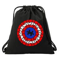 Autism Awareness Captain Puzzle Shield Drawstring Bag