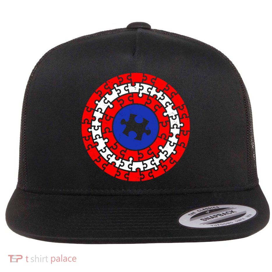 Autism Awareness Captain Puzzle Shield Flatbill Hat