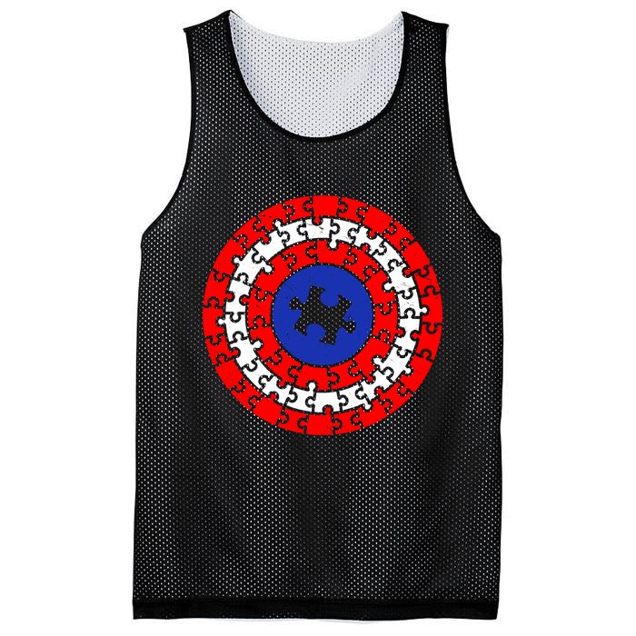 Autism Awareness Captain Puzzle Shield Mesh Reversible Basketball Jersey Tank