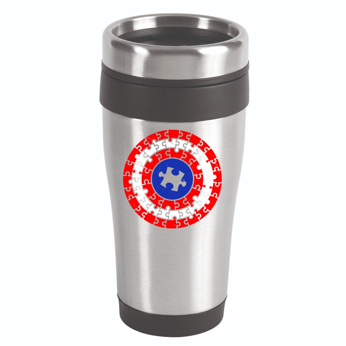 Autism Awareness Captain Puzzle Shield 16oz Travel Tumbler