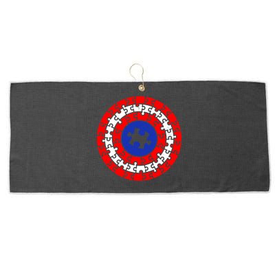 Autism Awareness Captain Puzzle Shield Large Microfiber Waffle Golf Towel