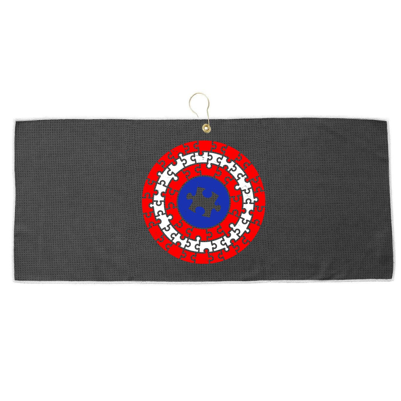 Autism Awareness Captain Puzzle Shield Large Microfiber Waffle Golf Towel