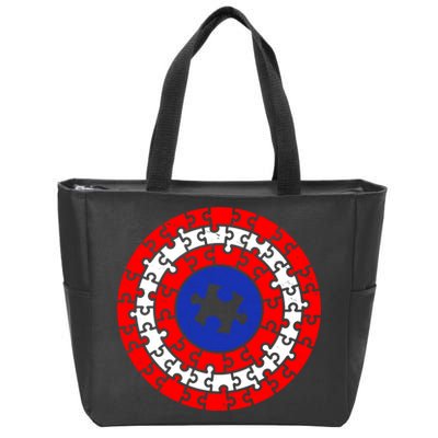 Autism Awareness Captain Puzzle Shield Zip Tote Bag