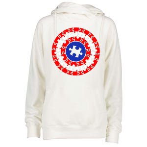 Autism Awareness Captain Puzzle Shield Womens Funnel Neck Pullover Hood