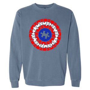 Autism Awareness Captain Puzzle Shield Garment-Dyed Sweatshirt