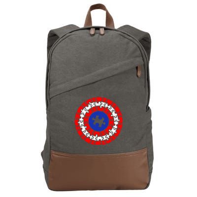 Autism Awareness Captain Puzzle Shield Cotton Canvas Backpack