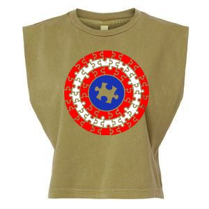 Autism Awareness Captain Puzzle Shield Garment-Dyed Women's Muscle Tee