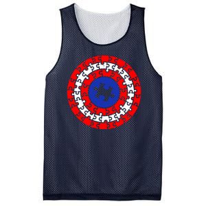 Autism Awareness Captain Puzzle Shield Mesh Reversible Basketball Jersey Tank