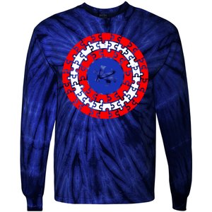 Autism Awareness Captain Puzzle Shield Tie-Dye Long Sleeve Shirt