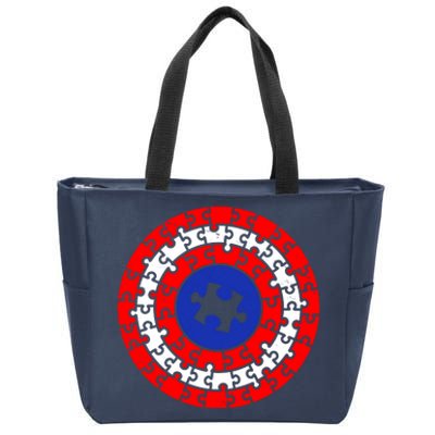 Autism Awareness Captain Puzzle Shield Zip Tote Bag