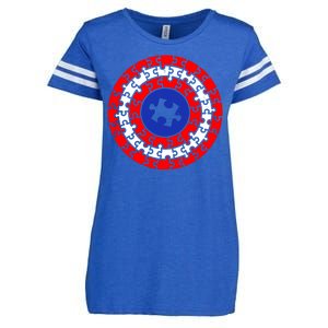 Autism Awareness Captain Puzzle Shield Enza Ladies Jersey Football T-Shirt