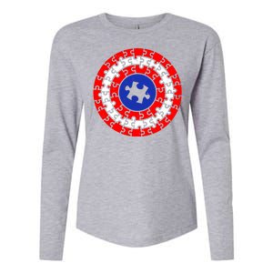 Autism Awareness Captain Puzzle Shield Womens Cotton Relaxed Long Sleeve T-Shirt