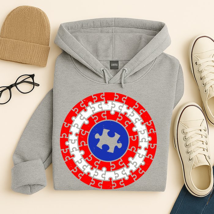 Autism Awareness Captain Puzzle Shield Hoodie