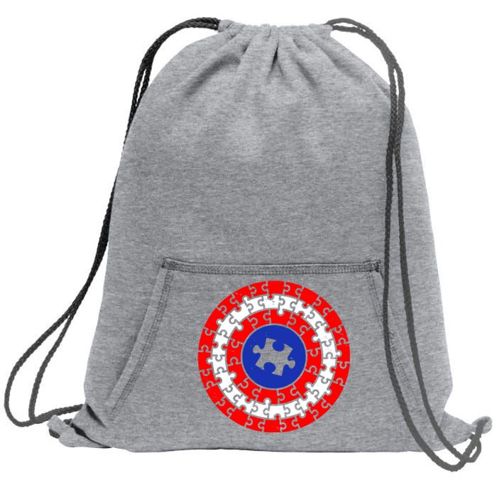 Autism Awareness Captain Puzzle Shield Sweatshirt Cinch Pack Bag