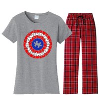 Autism Awareness Captain Puzzle Shield Women's Flannel Pajama Set