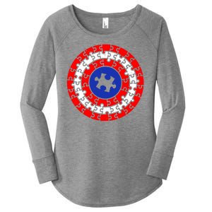 Autism Awareness Captain Puzzle Shield Women's Perfect Tri Tunic Long Sleeve Shirt