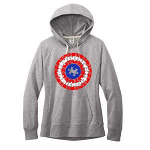 Autism Awareness Captain Puzzle Shield Women's Fleece Hoodie