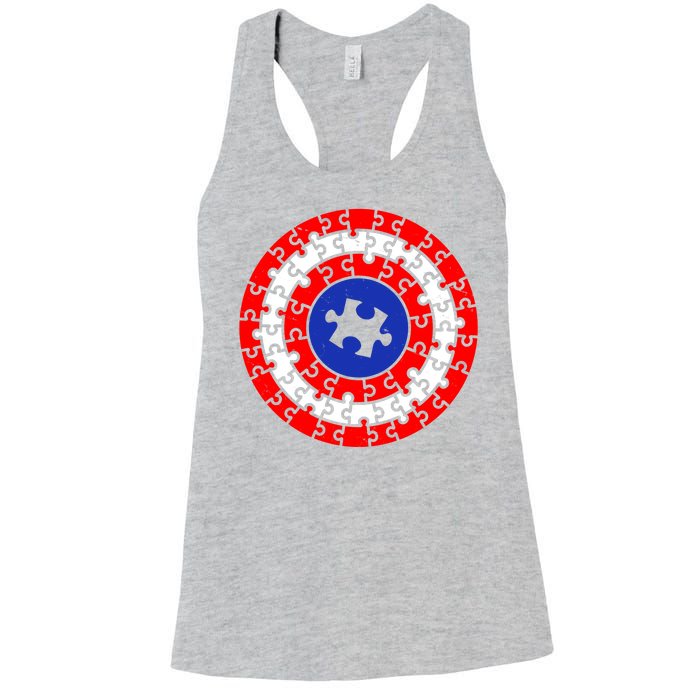 Autism Awareness Captain Puzzle Shield Women's Racerback Tank