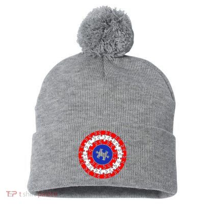 Autism Awareness Captain Puzzle Shield Pom Pom 12in Knit Beanie